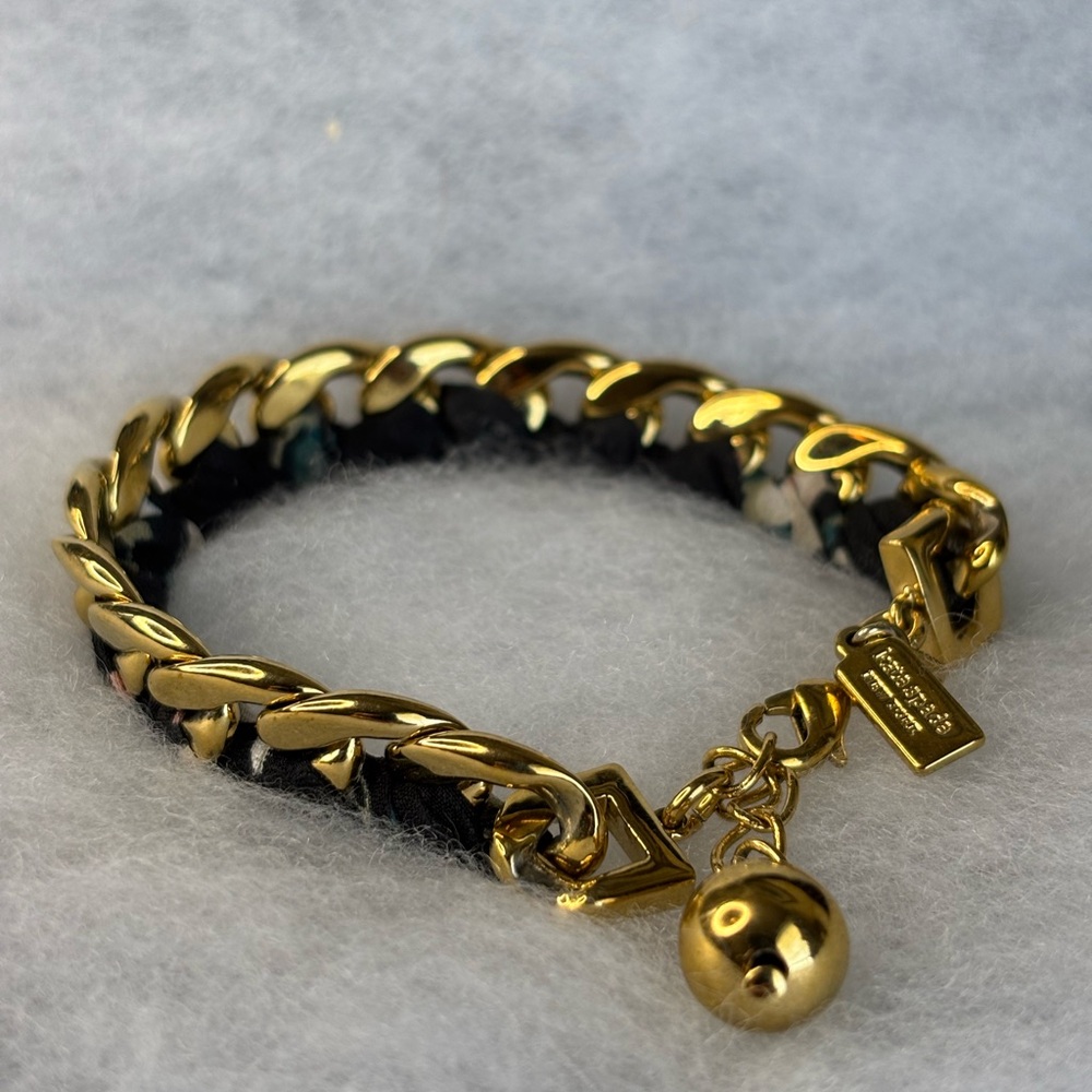 kate spade Gold Chain Bracelet with Black Woven Fabric Detail